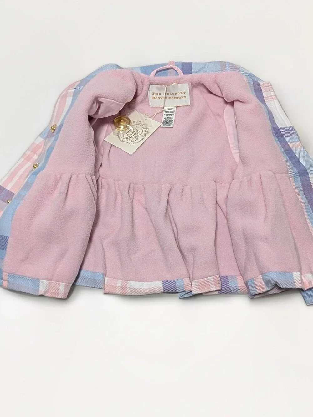 The Beaufort Bonnet Company Pippa Peacoat 18/24M NWT Plaid 💕